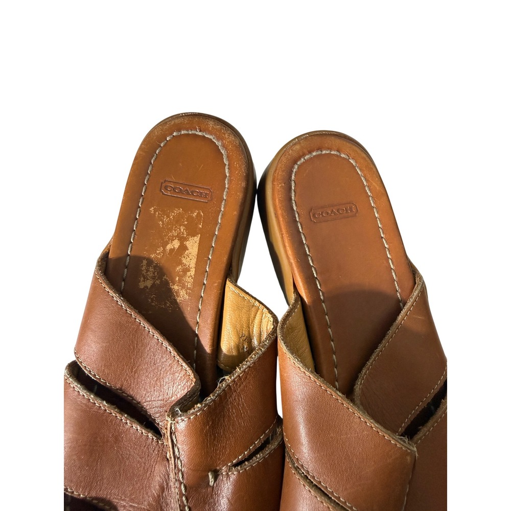 Coach Clarissa Brown Leather Slide Sandals Made in Italy Vintage Womens 8 B P117 - Picture 5 of 10